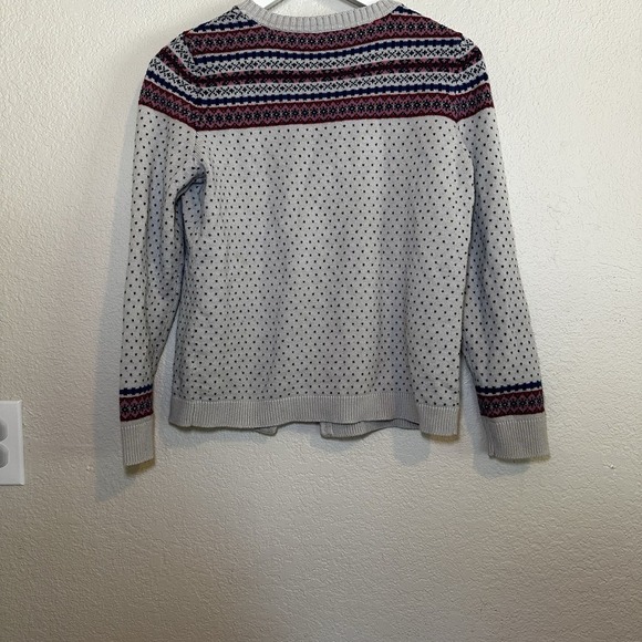 Talbots Women Medium Nordic Fair Isle Birdseye Button Up Sweater Lambswool Blend - Picture 6 of 6